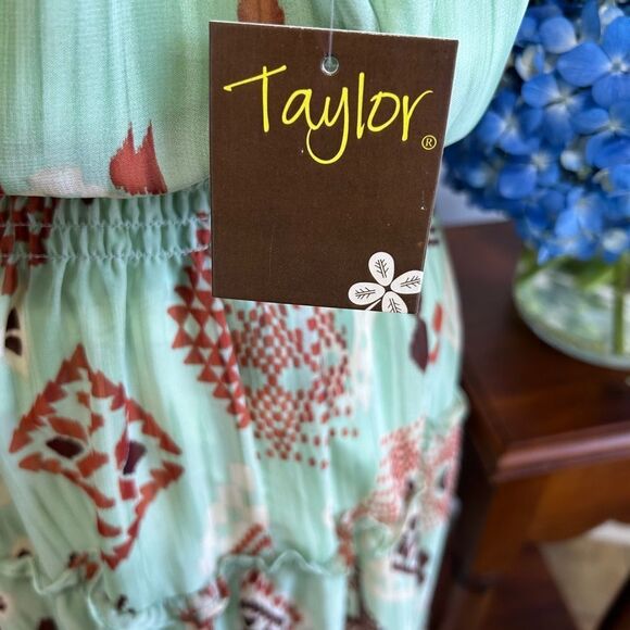 Taylor Green and Brown Sleeveless Sundress - Picture 6 of 11